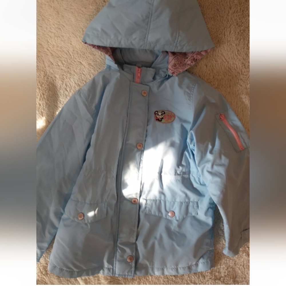 Vintage / Retro Angel Blue Down Coat, Light Blue, Bear Size 130cm